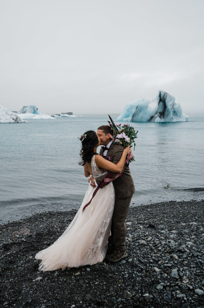 elopement at Jokulsarlon glacier lagoon in Iceland
