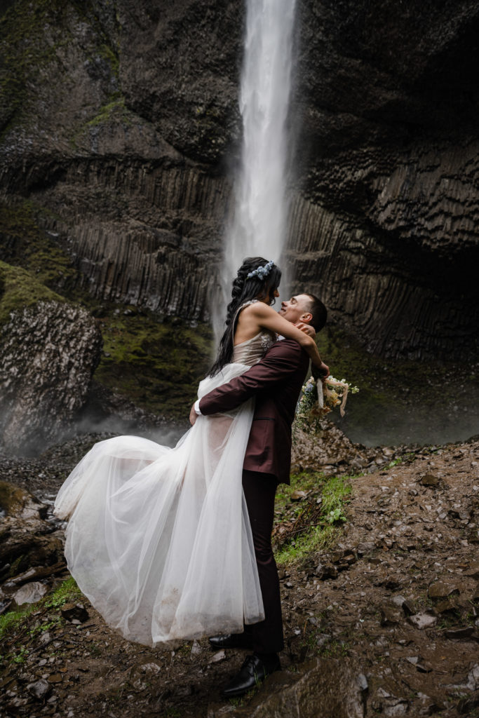 Elopement at Latourell Falls in the Columbia River Gorge, Oregon
