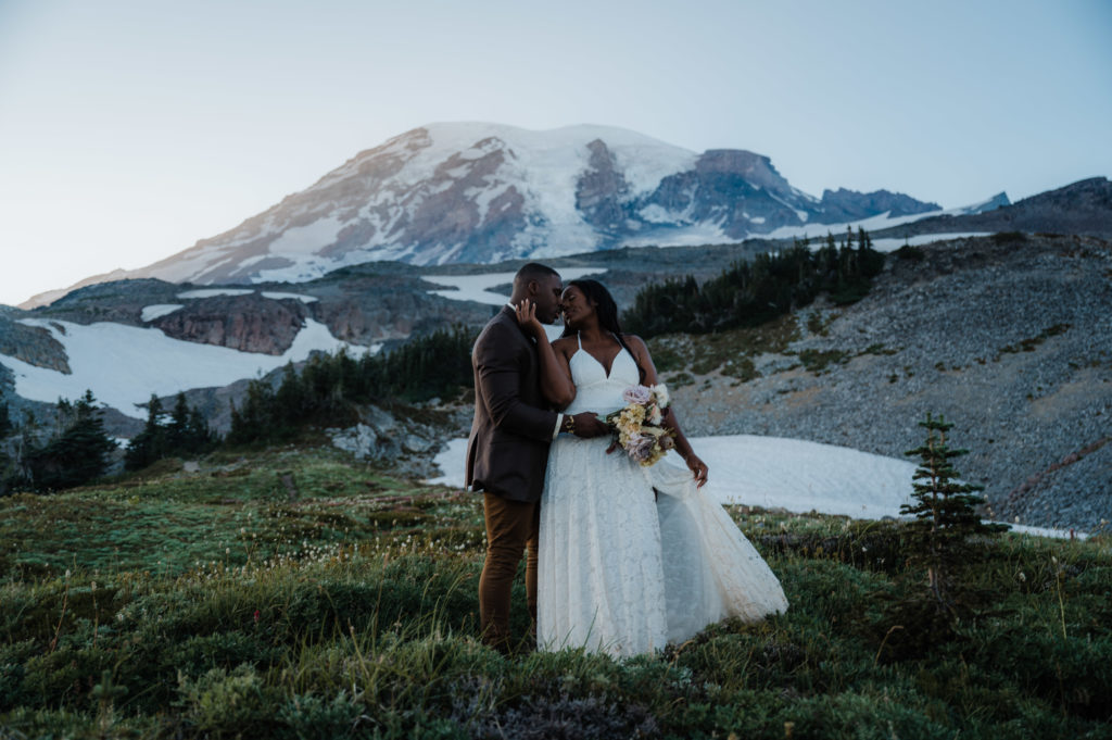 Summer elopement with wildflowers at Mount Rainier National Park