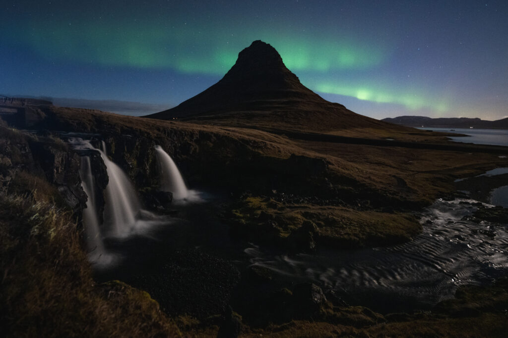 northern lights over kirkjufell in Iceland
