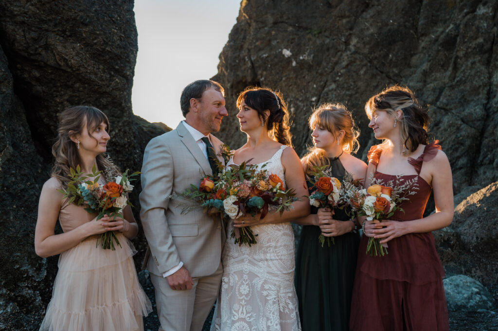 an elopement with family at Ruby Beach in Olympic National Park