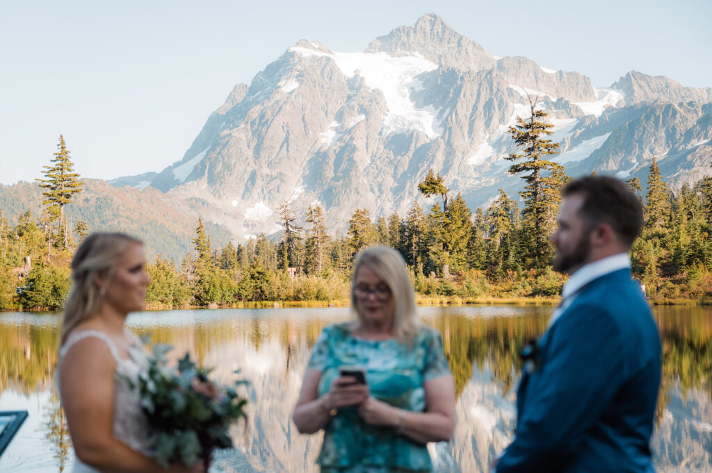 couple getting married at Picture Lake in the North Cascades