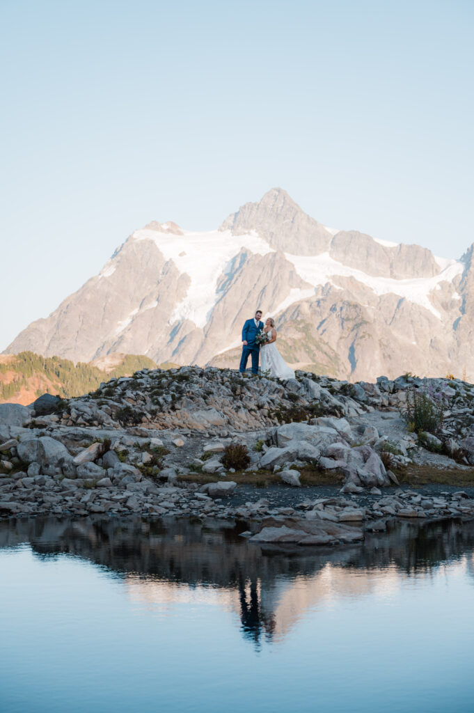 Artist Point elopement with the couples reflection
