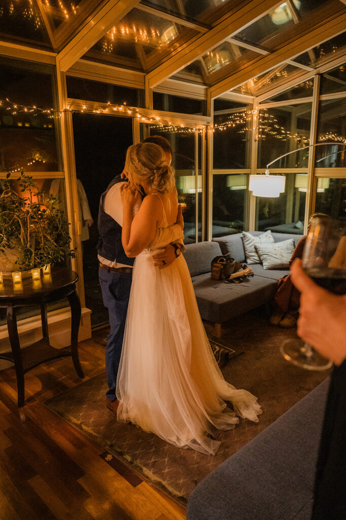 An intimate North Cascades wedding reception at their Airbnb