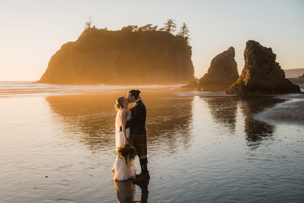 Olympic National Park wedding sunset portraits on Ruby Beach