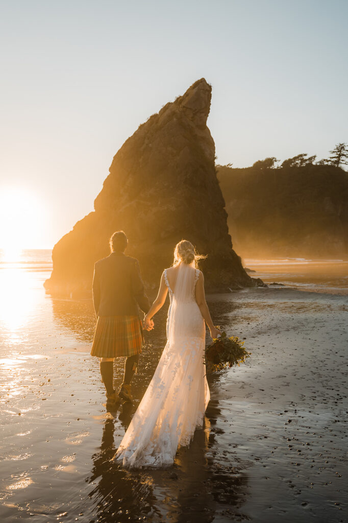 Olympic National Park wedding sunset portraits on Ruby Beach