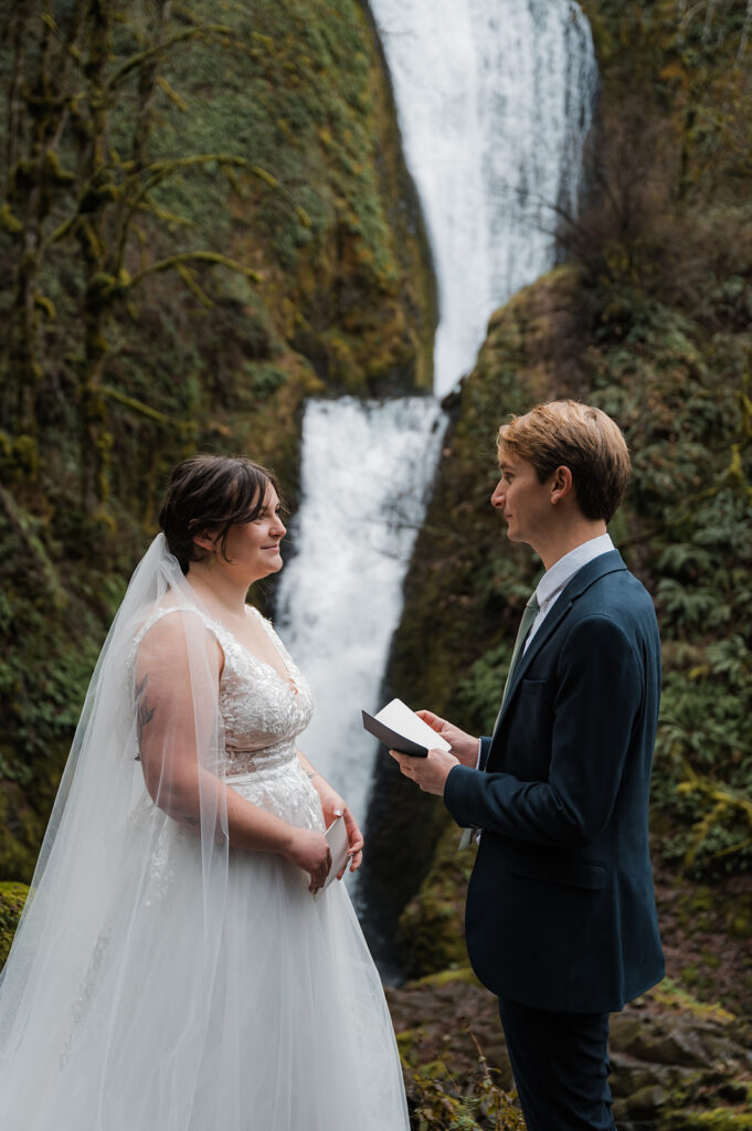 Bridal Veil Falls elopement ceremony