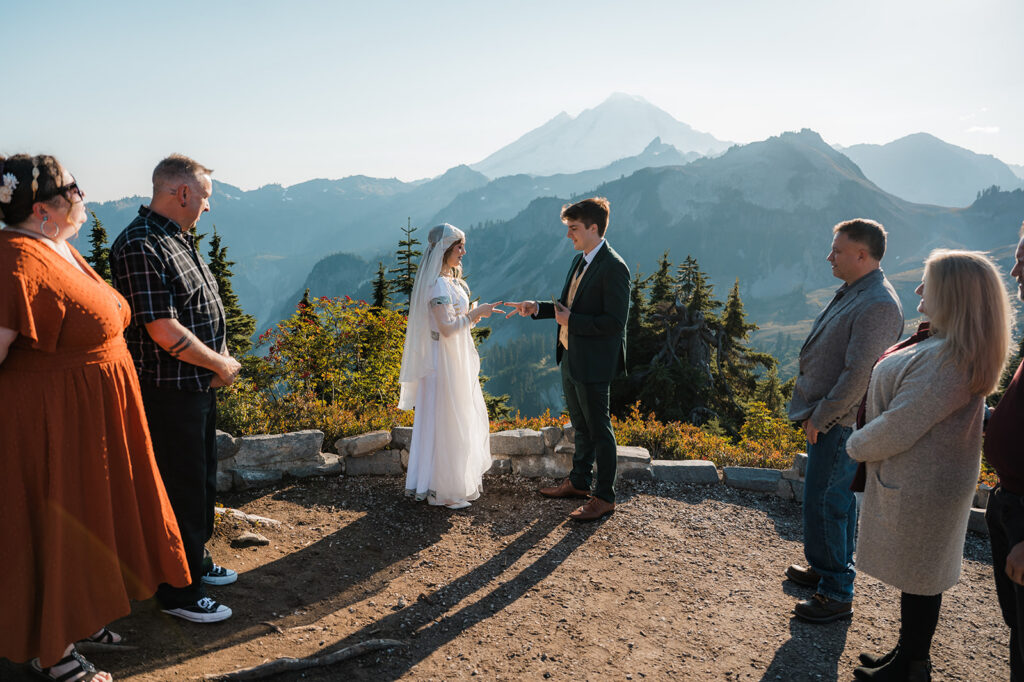 family ceremony on the couples elopement at Artist Point