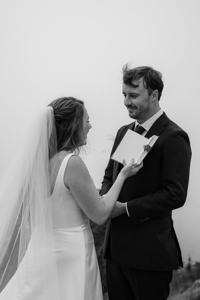 Skyline Trail Mt. Rainier elopement with intimate vow exchange in the clouds