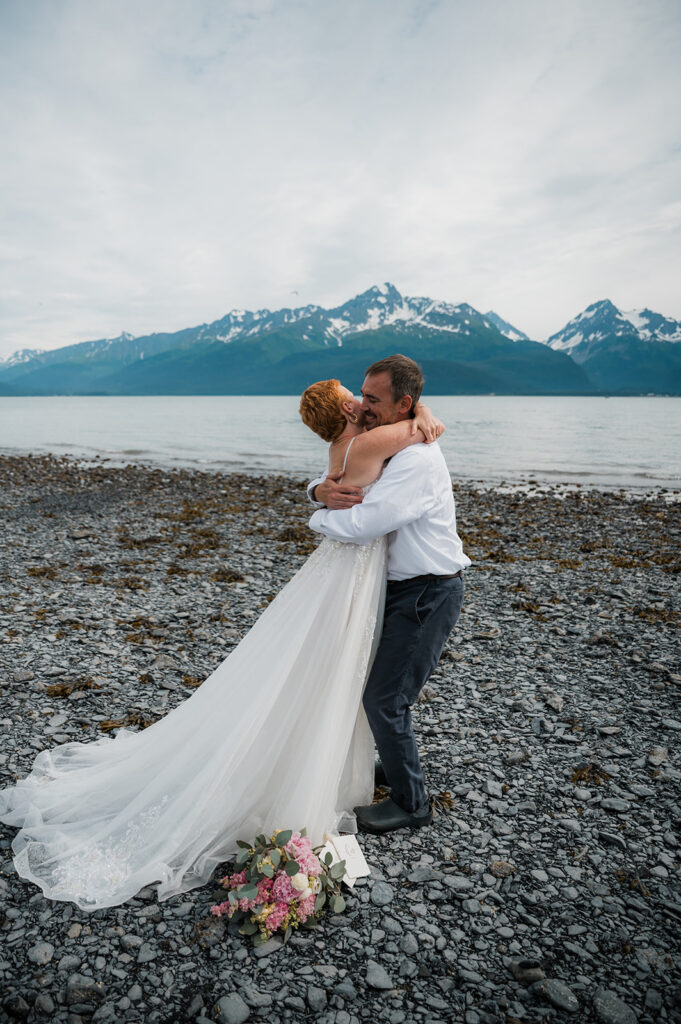 Seward Alaska elopement photography with candid coastal moments and ocean views